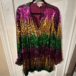 Women’s Mardi Gra inspired XL sequence dress